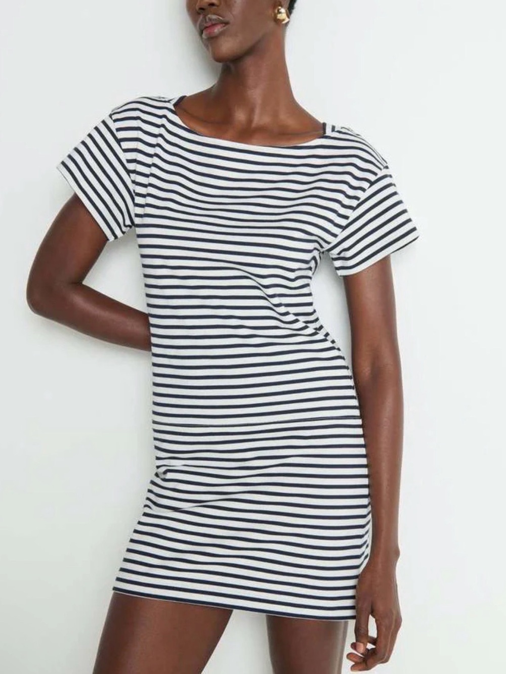 Nation LTD Rosie Navy and White Horizontal Stripe Tee Dress XXL
